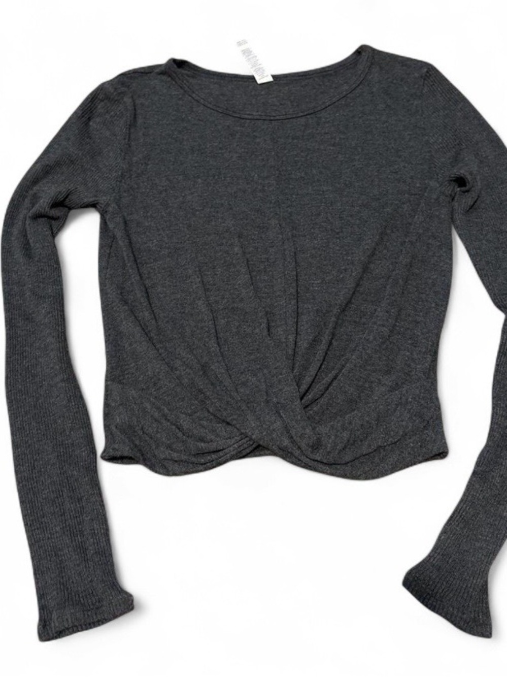 ALO Yoga Charcoal Twist-Front Long Sleeve Top